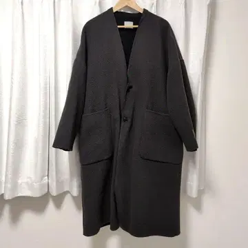 다크 그레이 메리노울 코트 오버 사이즈