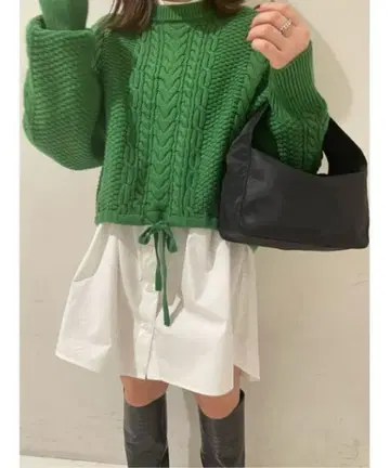 MOUSSY 마우지 드로스트링 케이블 니트