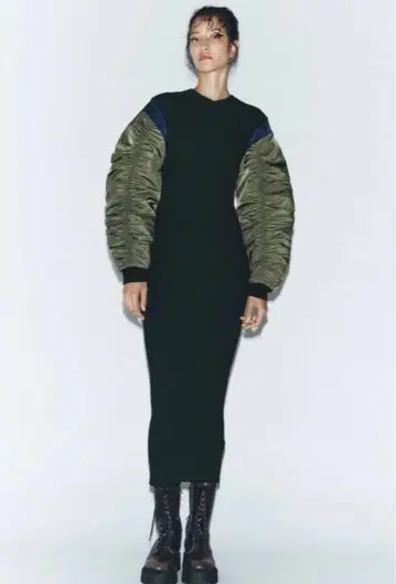 ZARA 대비 나일론 미디 원피스 L