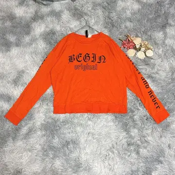H&M 에이치앤엠 (M) 긴팔 티셔츠 로고 크루넥 면100%