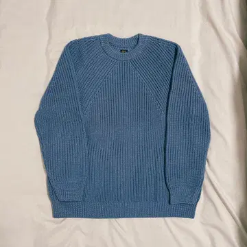 [ BATONER ] 시그니처 크루넥 니트 스웨터 블루 사이즈 M