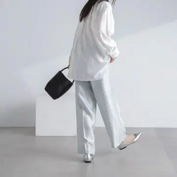 NANO Universe 샤이니 새틴 이지 팬츠 라이트 블루