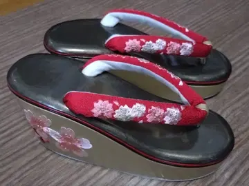 벚꽃 자수 빨간 꽃 장식 통굽 조리