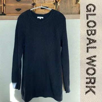 GLOBAL WORK 다크 네이비 L 가을 상품 니트 스웨터 글로벌 워크