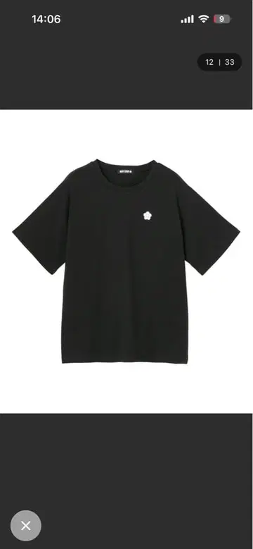 MARY QUANT 꽃무늬 T셔츠 블랙