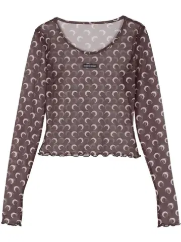 마린세르 Moon 프린트 메쉬 탑 브라운