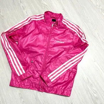 [ adidas ] 블랙 택 만국기 택 빈티지 핑크 스트라이프 자켓 M