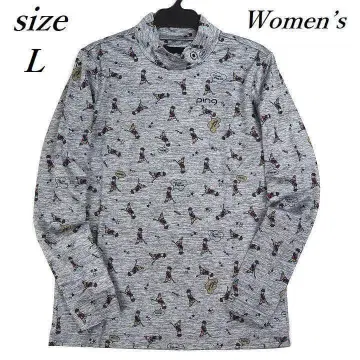 새상품 핑 골프 여성용 속기모 모크넥 셔츠 멜란지 그레이 L