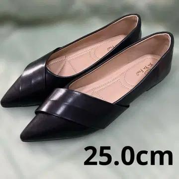 블랙 스틸레토 플랫슈즈 25.0cm