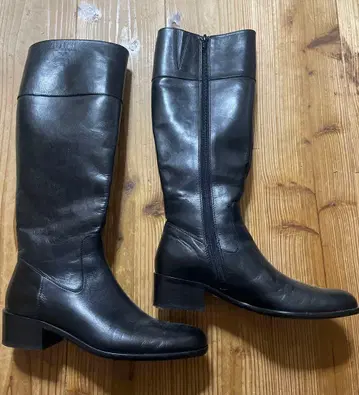 블랙 가죽 롱 부츠 23cm