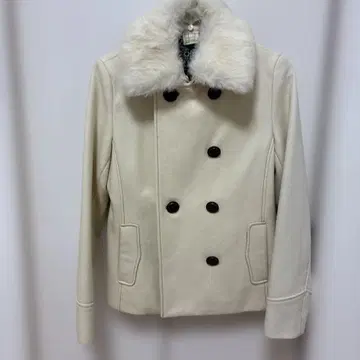아이보리 더블 브레스트 피 코트