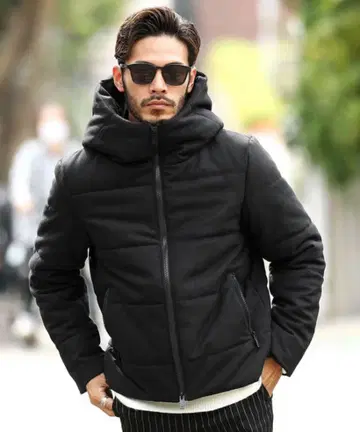 로쉘 숏 기장 패딩 자켓 멜톤 울 다운