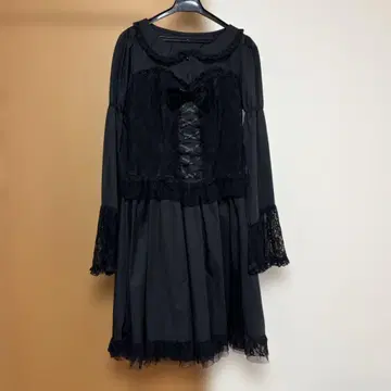BODYLINE 바디라인 원피스 블랙 리본 레이스 긴팔