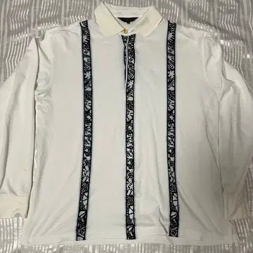 LEONARD 화이트 피케 셔츠 L