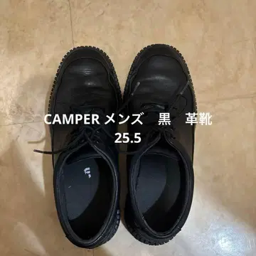 CAMPER 블랙 가죽 레이스업 슈즈