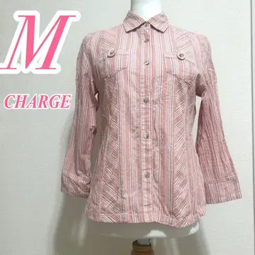 CHARGE 핑크 화이트 긴팔 셔츠 스트라이프 캐주얼