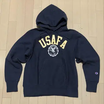 챔피언 리버스 위브 단색 파랑 택 복각 USAFA 후드티