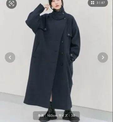 새상품 KBF 코쿤 롱 코트 네이비 M