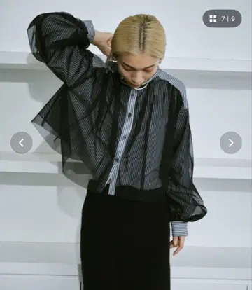 A.I.C 스트라이프 튤 레이어드 셔츠 프리 사이즈