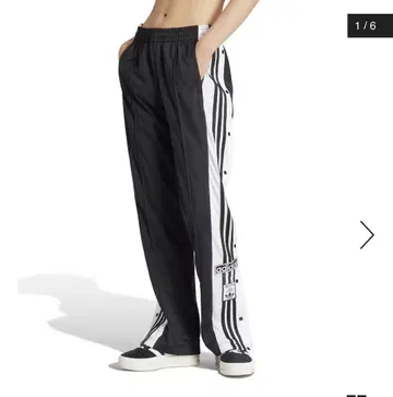 adidas 사이드 버튼 캐주얼 팬츠 S 블랙/화이트
