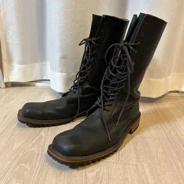 블랙 가죽 엔지니어 부츠