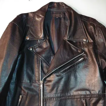 블랙 가죽 라이더 자켓
