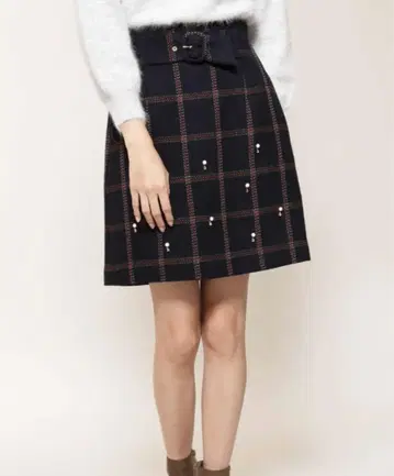 앵클 체크 비쥬 사다리꼴 미니 스커트 JILL by JILL STUART
