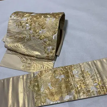 금 부품 자수 순수 실크 이중 북 오비 꽃 자수
