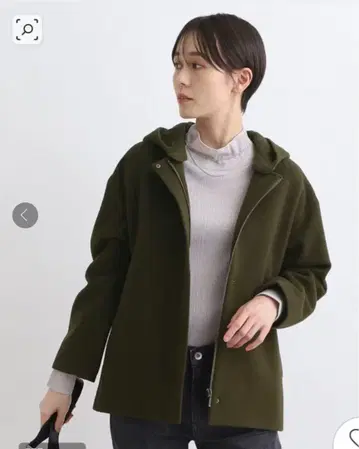 INDIVI 울 2way 노카라 코트 후디드 코트 숏