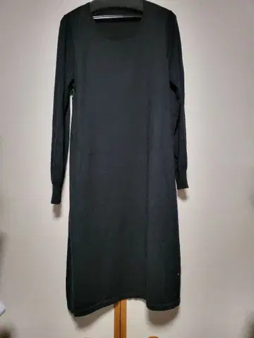 우주 패턴 프린트 블랙 긴팔 원피스