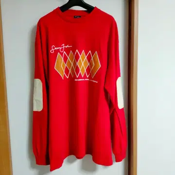 숀 존 XL 레드 긴팔 티셔츠 롱티