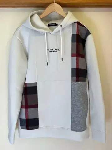 BLACK LABEL 체크 무늬 패널 후드티