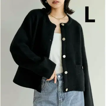 새상품급 Re:EDIT 기모 니트 골드 버튼 숏코트 블랙 L 블랙