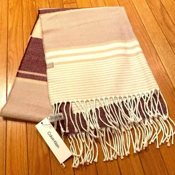 택 포함 새상품 CalvinKlein 머플러 화이트 레드 캘빈클라인