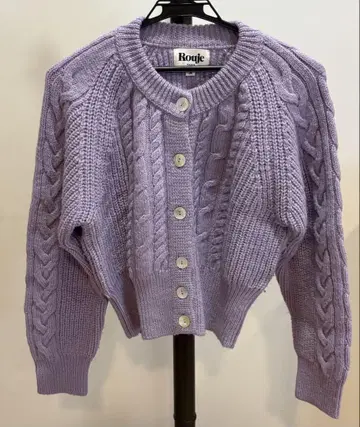 Rouje 라벤더 케이블 니트 가디건 34