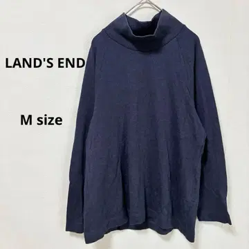 랜즈엔드 LAND'S END 니트 M 네이비 하이넥 얇은 소재