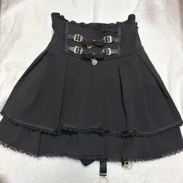 LIZLISA 2단 리본 벨트 치마바지 블랙