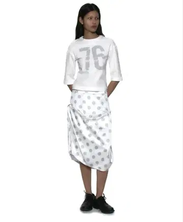 PARTIMENTO WOMEN Dot DrapeMidi Skirt