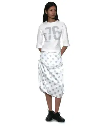 PARTIMENTO WOMEN Dot DrapeMidi Skirt