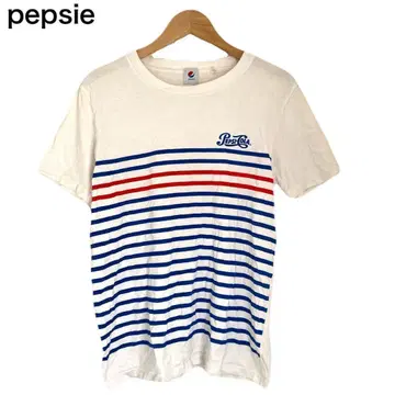 Pepsis T셔츠 반팔 보더 로고 탄산음료 둥근넥 화이트 남성용