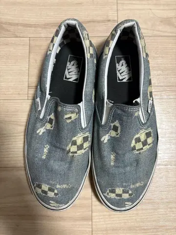 VANS 슬립온 체크 무늬 깃발 데님