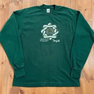 90s USA 싱글 스티치 롱 T 후르츠 다크 그린 XL