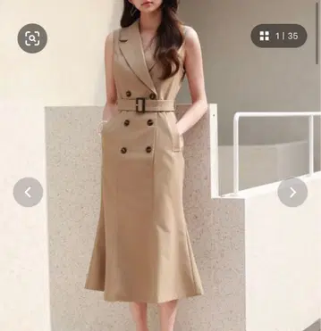 세존 드 파이용 슬리브리스 머메이드 트렌치풍 원피스