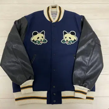 HOUSTON 팬더 자수 바시티 자켓 네이비 XL