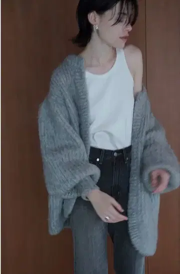 클라네 모헤어 샤기 가디건 그레이 1