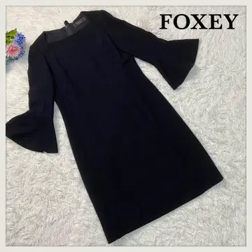 [ 컨디션 최상 ] FOXEY 노카라 원피스 플레어 소매 벨 소매 인기