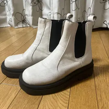 화이트 사이드 고어 부츠 통굽