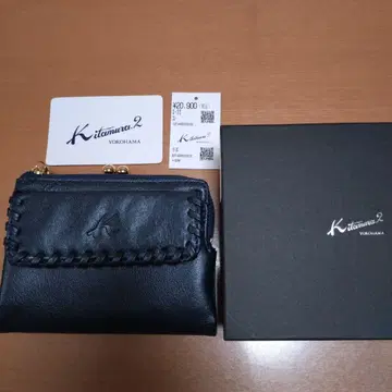 [ 미사용 ] Kitamura.2 네이비 가죽 접이식 지갑