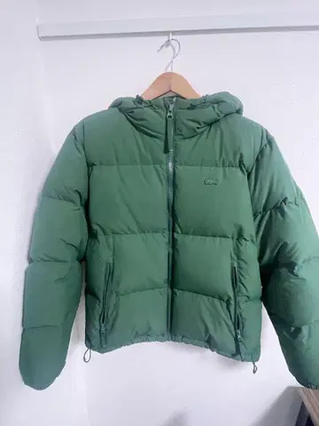 LACOSTE 후드 부착 다운 자켓 US M 그린