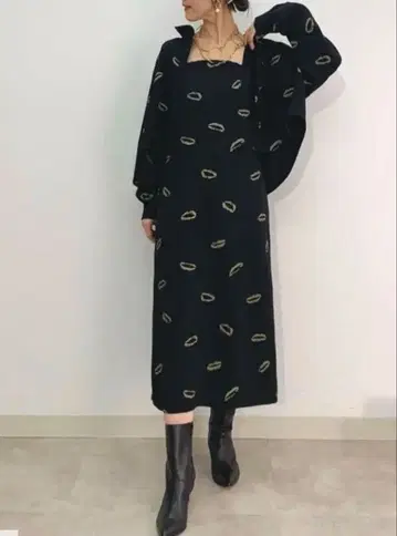 그레이스 콘티넨탈 립 모티브 드레스 38